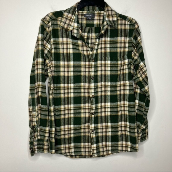 Eddie Bauer green plaid flannel button down shirt size small - Picture 1 of 5
